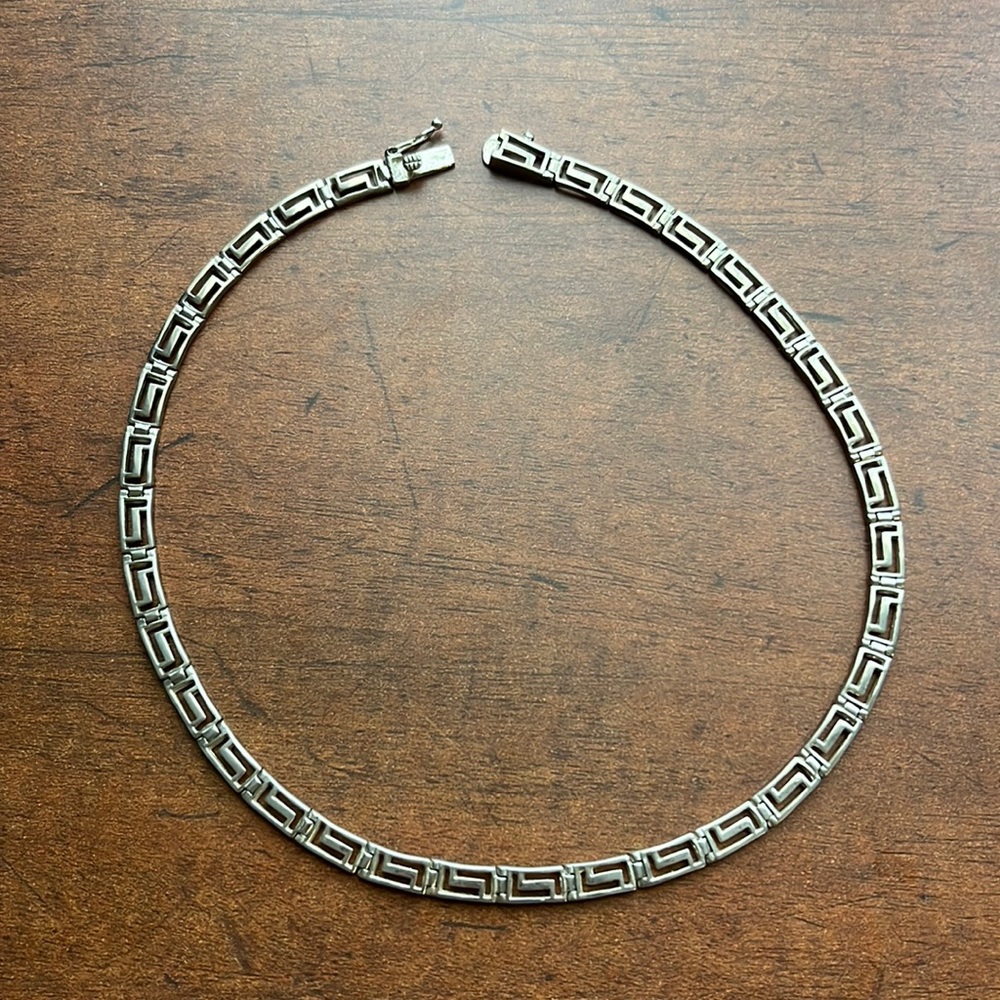 Elegant Silver Greek Key Necklace